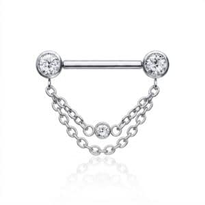 2 יח' - בארבל פטמה Lumipierce  lpni011-1.6*14mm 5mm side and 3mm middle bowls -