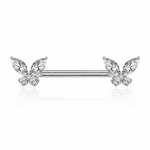 2 יח' - בארבל פטמה Lumipierce  lpni010-1.6*14mm Butterfly: 6.1mm and 4.5mm width, 5.5mm height -