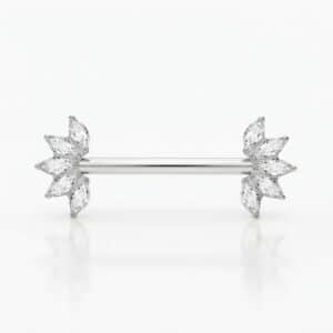 2 יח' - בארבל פטמה Lumipierce  lpni009-1.6*14mm Flower: 11.6mm*5.7mm Stone: 4.5mm*1.9mm -